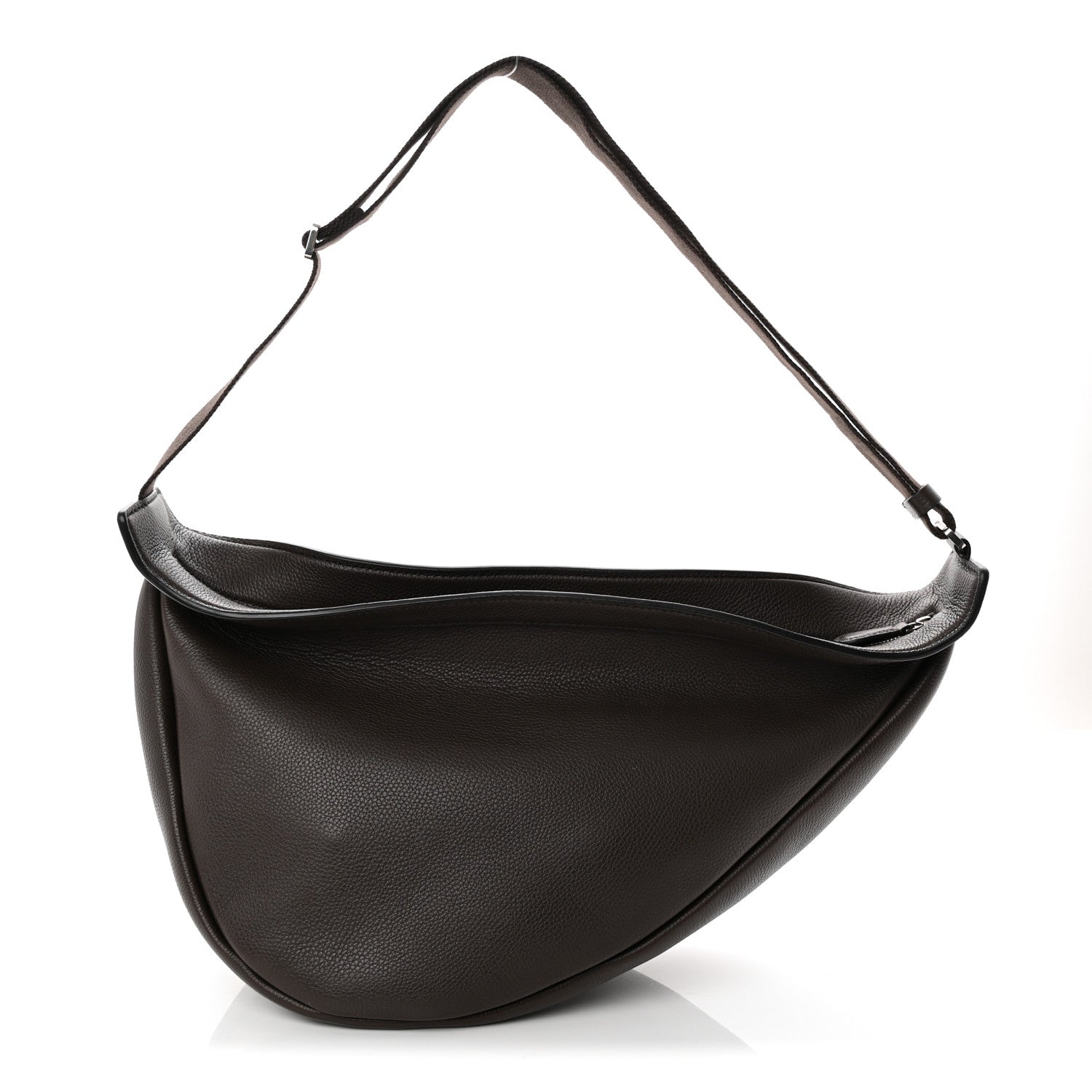 Grained Calfskin Large Slouchy Banana Bag Brunette