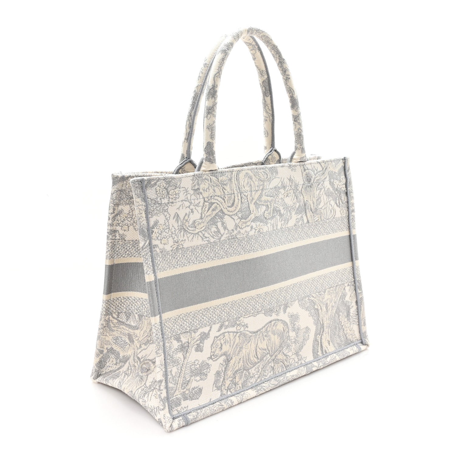 Canvas Embroidered Medium Dioriviera Toile De Jouy Book Tote Gray