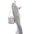Drummed Calfskin Nano Luggage Pearl Blue