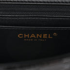 Patent Quilted Mini Top Handle Rectangular Flap Black