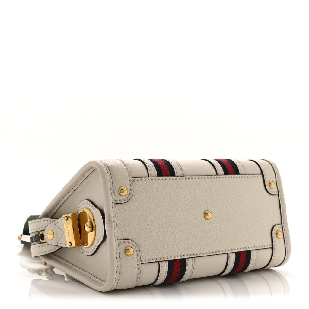 Koi Calfskin Web Mini Bauletto Duffle Top Handle Bag Mystic White