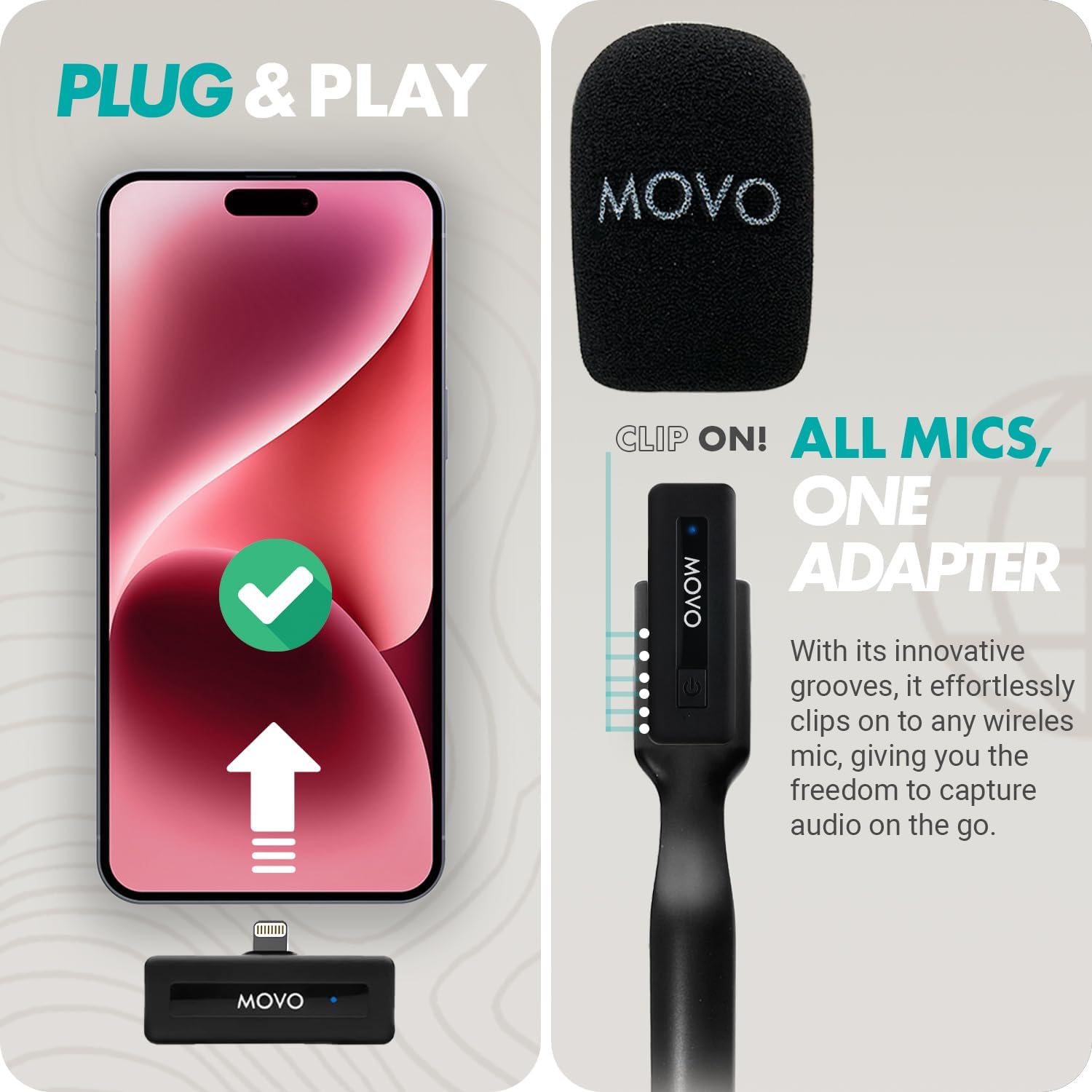 Movo Wireless Mini DI Duo Dual Lav Mic with Handle