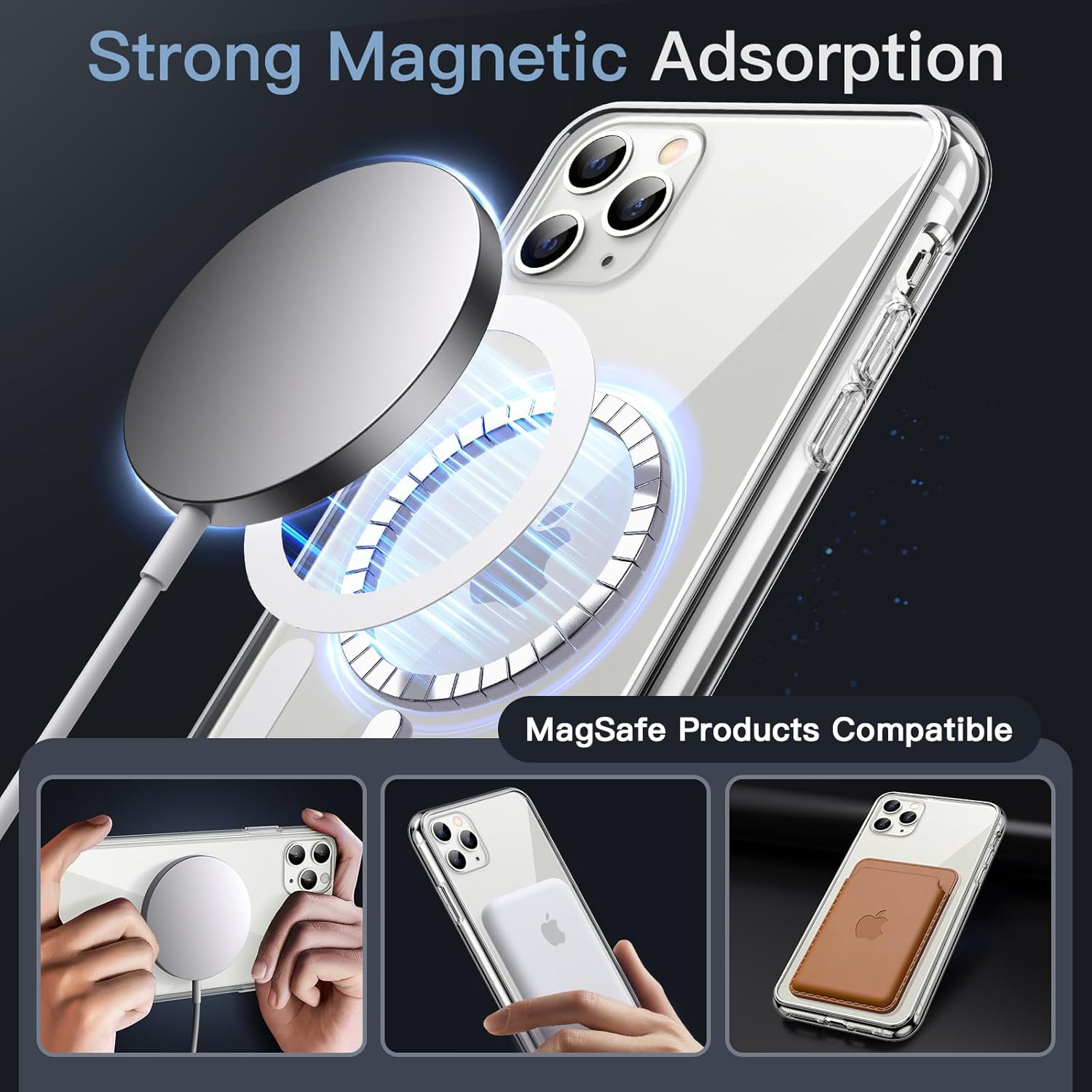 Entronix [Magnetic] Case Compatible with iPhone 11 Pro Max - [Hard Back] Thick Clear