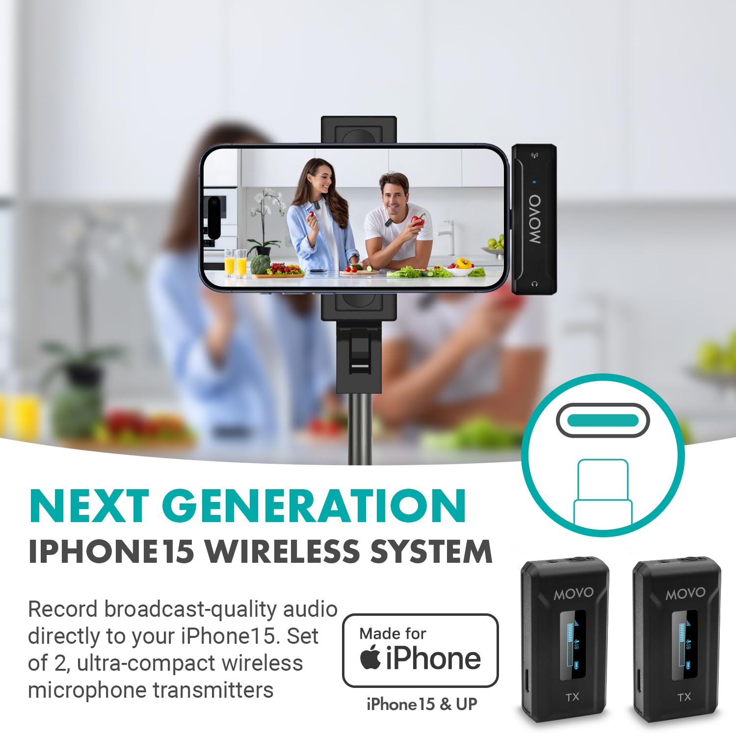 Movo WMX-2-C-DUO USB-C Dual Wireless Lav Mics