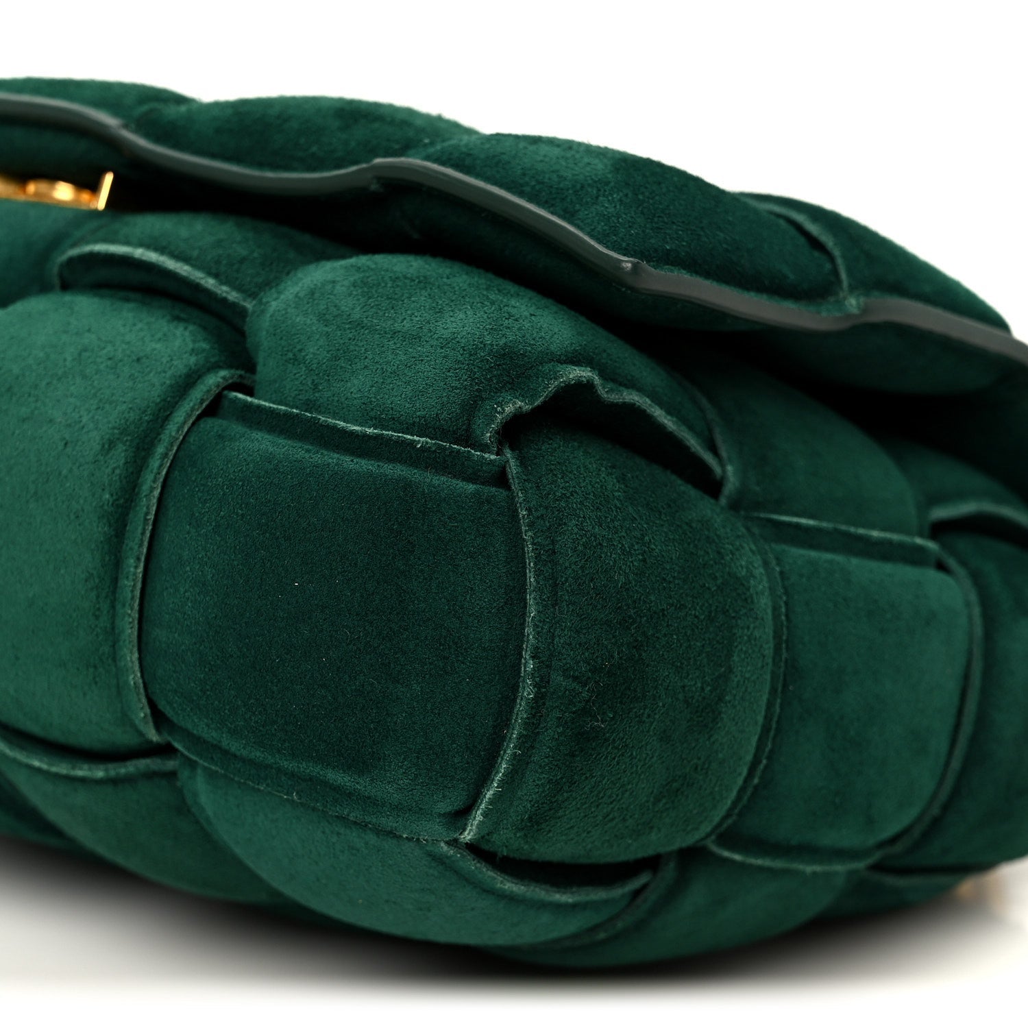 Suede Maxi Intrecciato Padded Chain Cassette Crossbody Bag Emerald Green