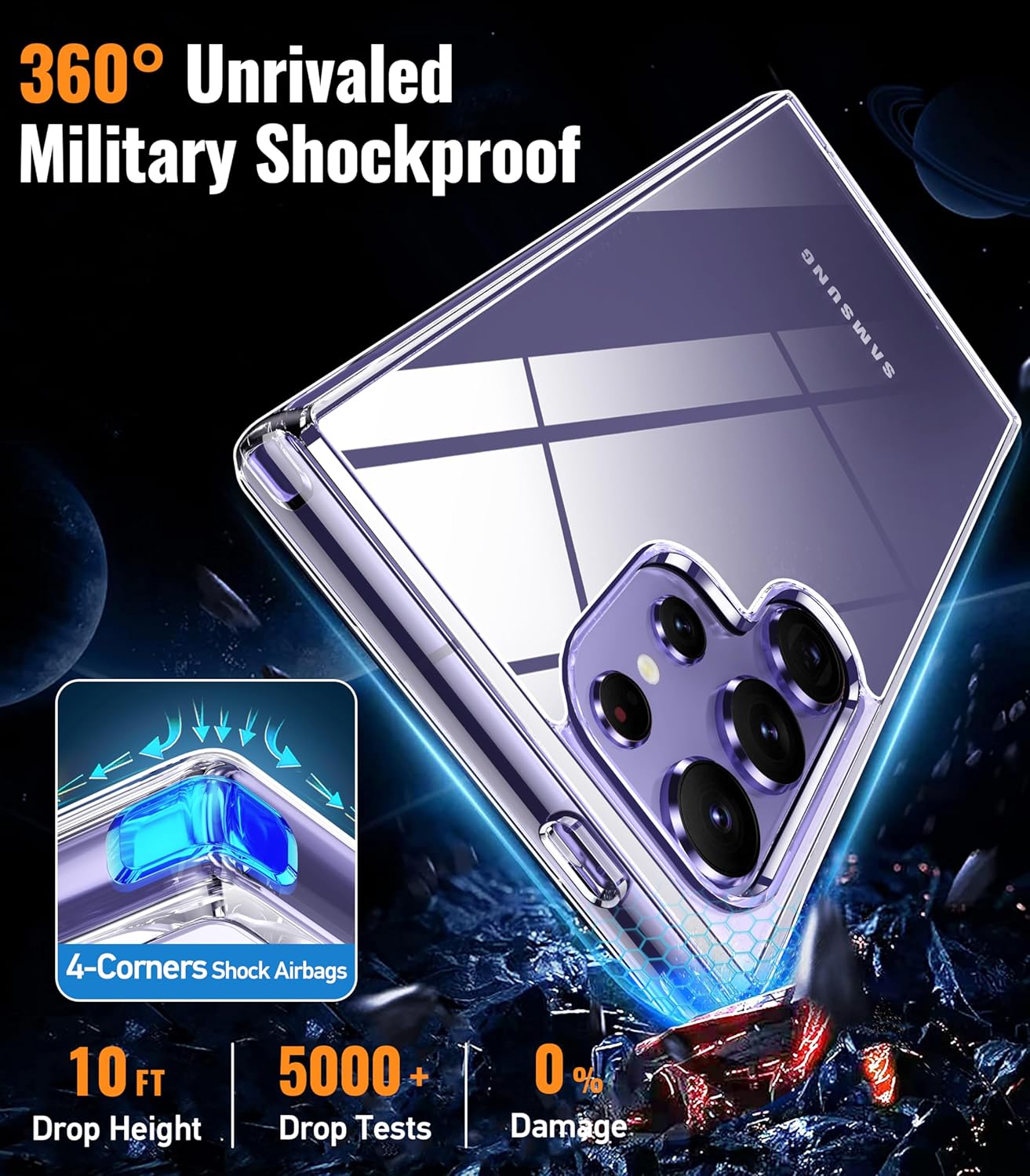 Entronix Case Compatible with Galaxy S23 Ultra - [Hard Back] Clear Cover Case