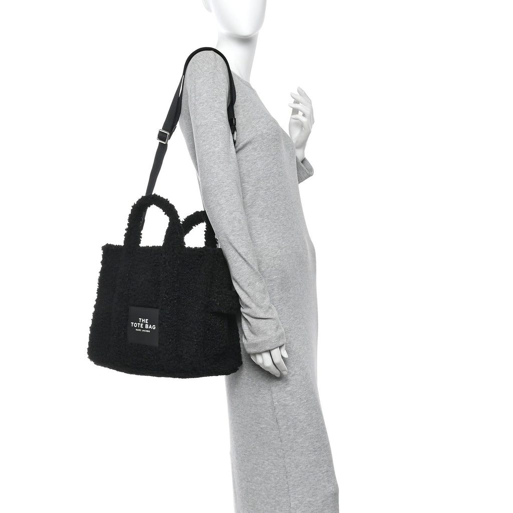 Polyester Cotton Medium The Teddy Traveler Tote Bag Black