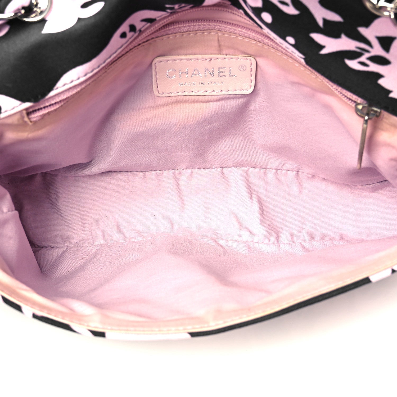 Printed Fabric East West Flap Black Pink