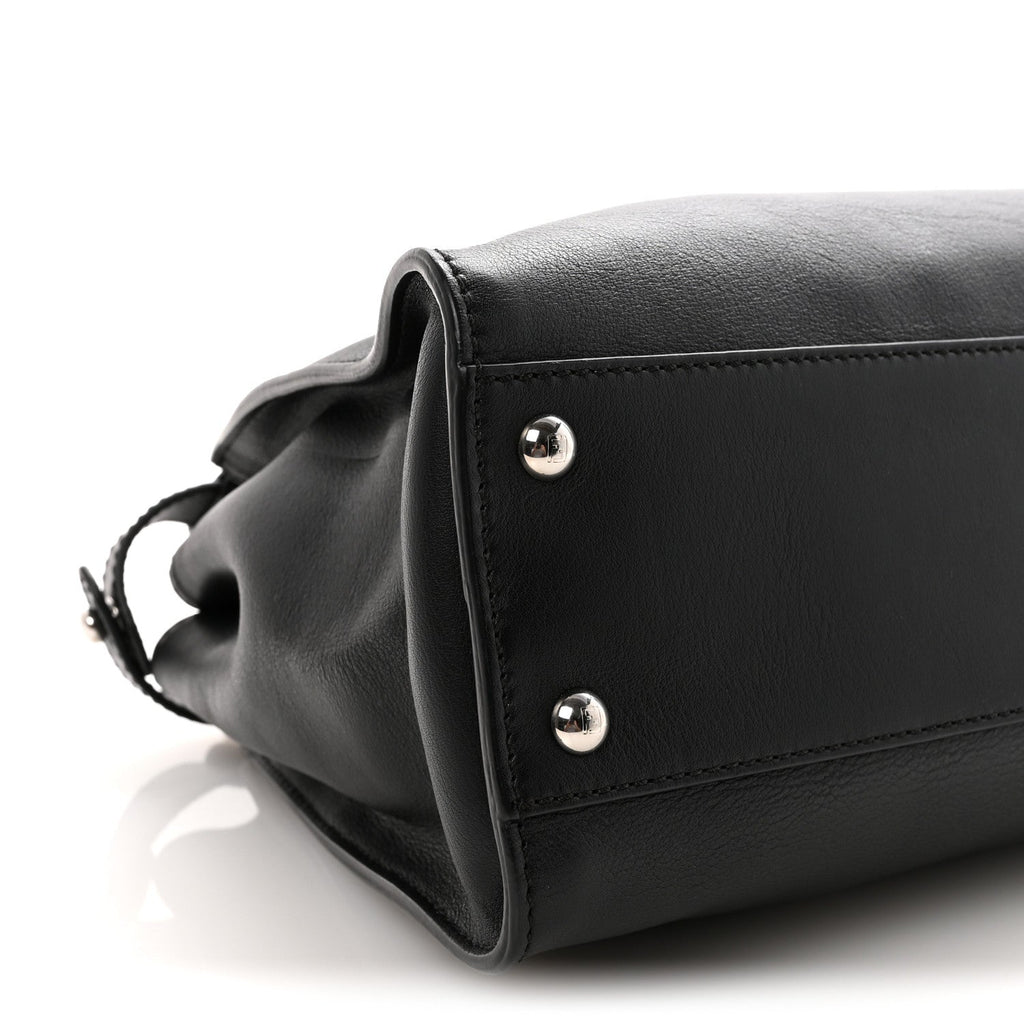 Vitello Seta Snakeskin Crocodile Monster Eyes Medium Peekaboo Iconic Satchel Black Girasole