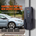 Level 2 Portable EV Charger, 32 Amp 240V, Electric Vehicle Charger with 28 ft Charging Cable NEMA 14-50P Plug, 16/20/24/32A Adjustable Current Plug-in Home EV Charging Station for SAE J1772 EVs