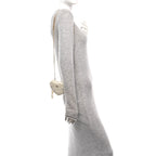 Calfskin Cannage Dioramour Caro Heart Pouch With Chain White