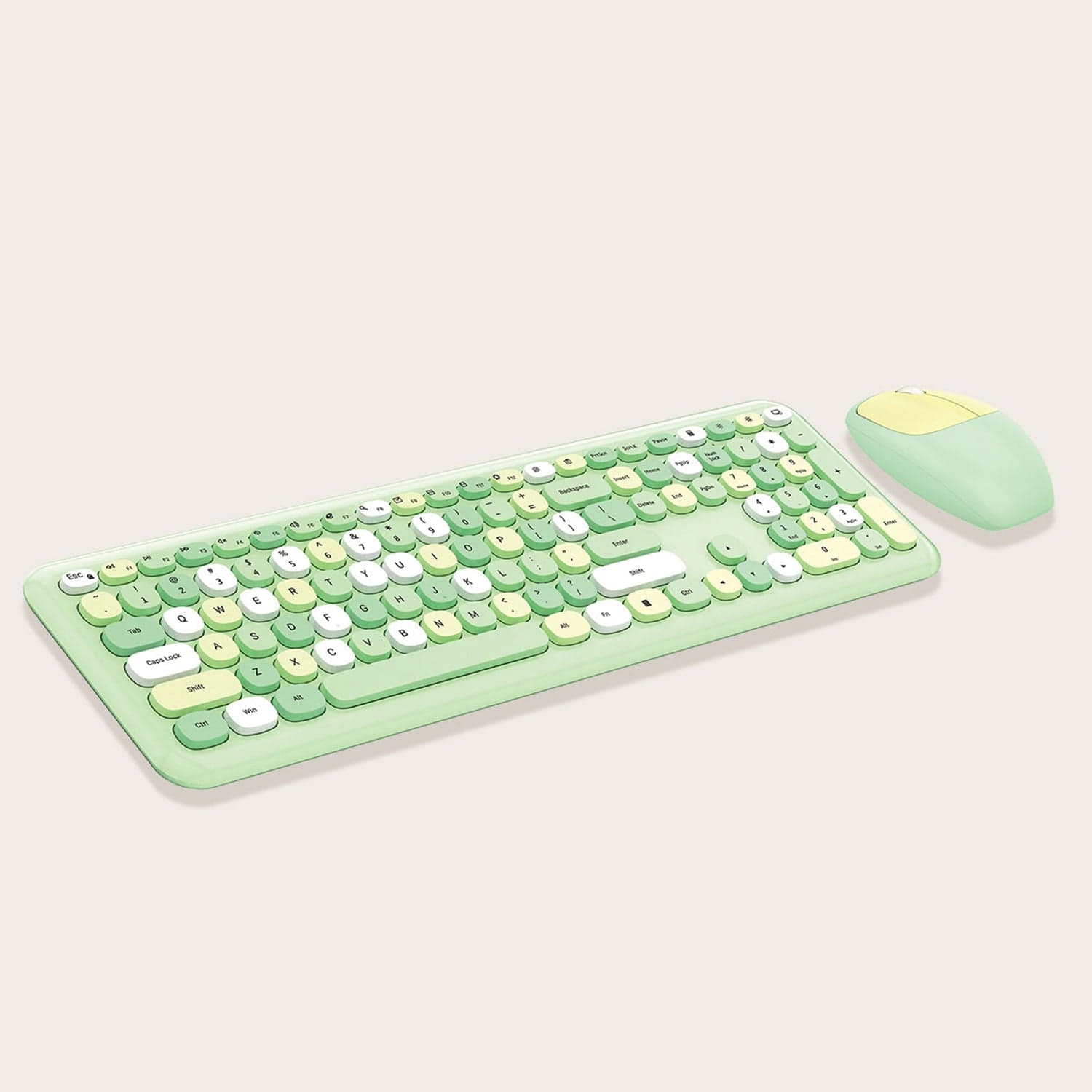 SAHARA - Wireless Keyboard and Mouse Combo with Lime Green Flush Keys
