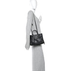 Grained Calfskin Papier Mini A4 Zip Around Tote Black