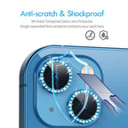 Diamond Camera Lens Protector, Diamond Tempered Glass Camera Cover Screen Protector For Iphone 14 / Iphone 14 Plus In  Blue