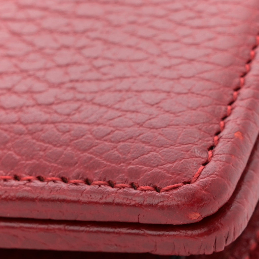 Dollar Calfskin Mini GG Marmont Chain Wallet Hibiscus Red