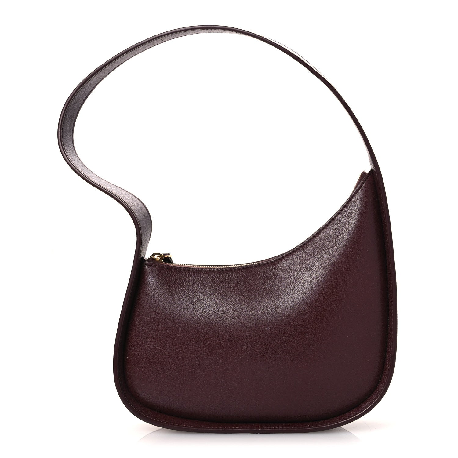Grained Calfskin Half Moon Shoulder Bag Raisin