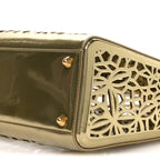 X DAVID WISEMAN Metallic Calfskin Laser Cut Large Lady Dior Gold