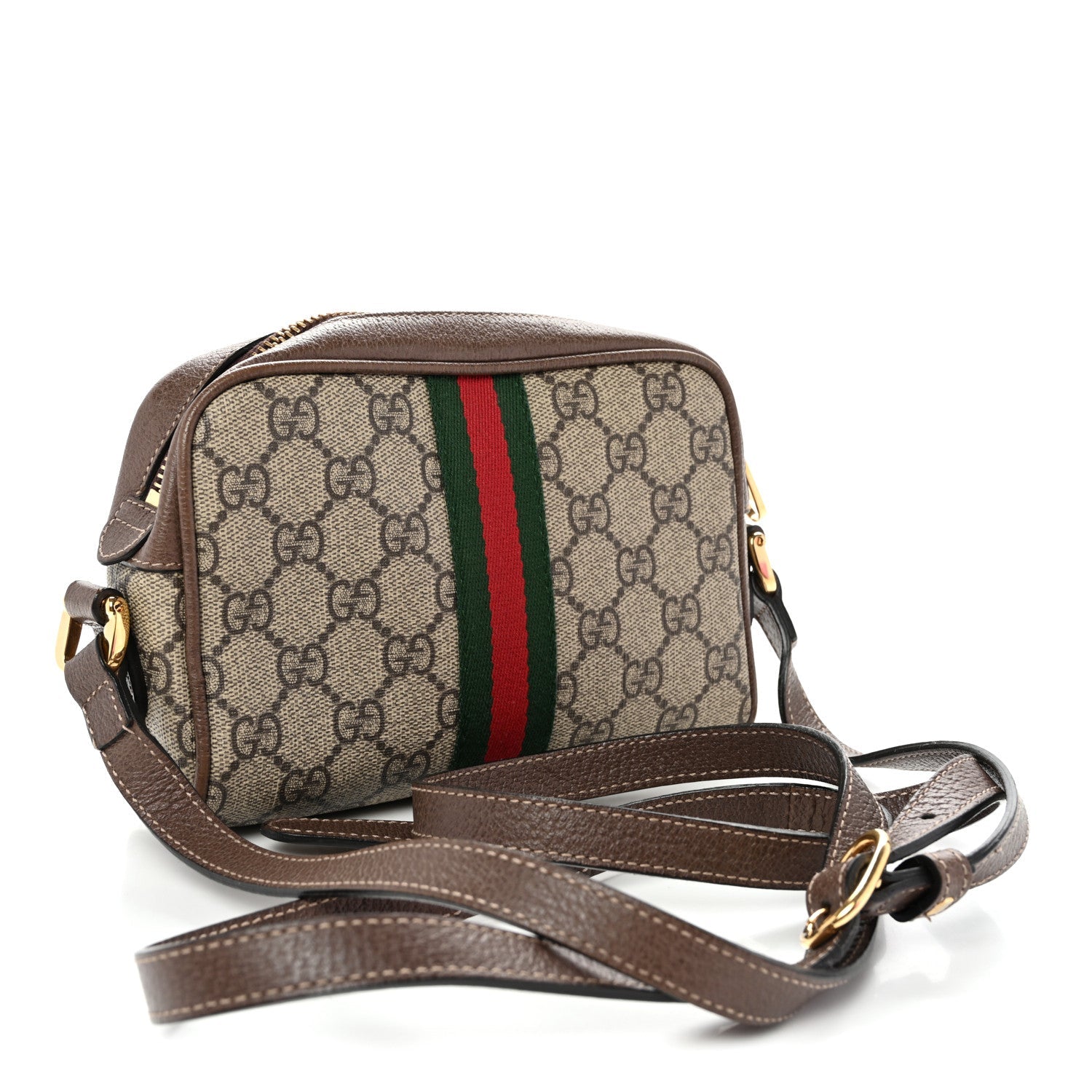 GG Supreme Monogram Web Mini Ophidia Shoulder Bag Brown