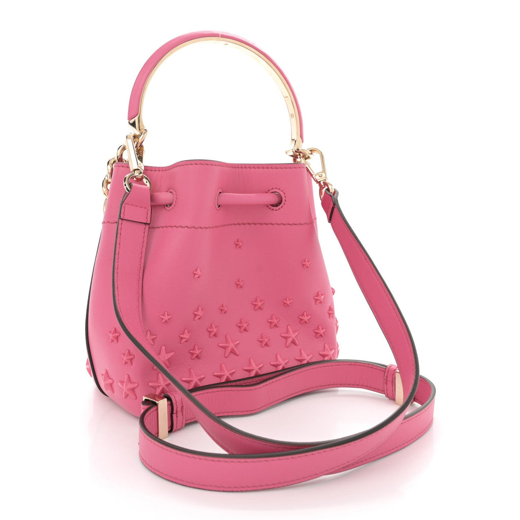 Calfskin Star Studded Bon Bon Bucket Bag Candy Pink