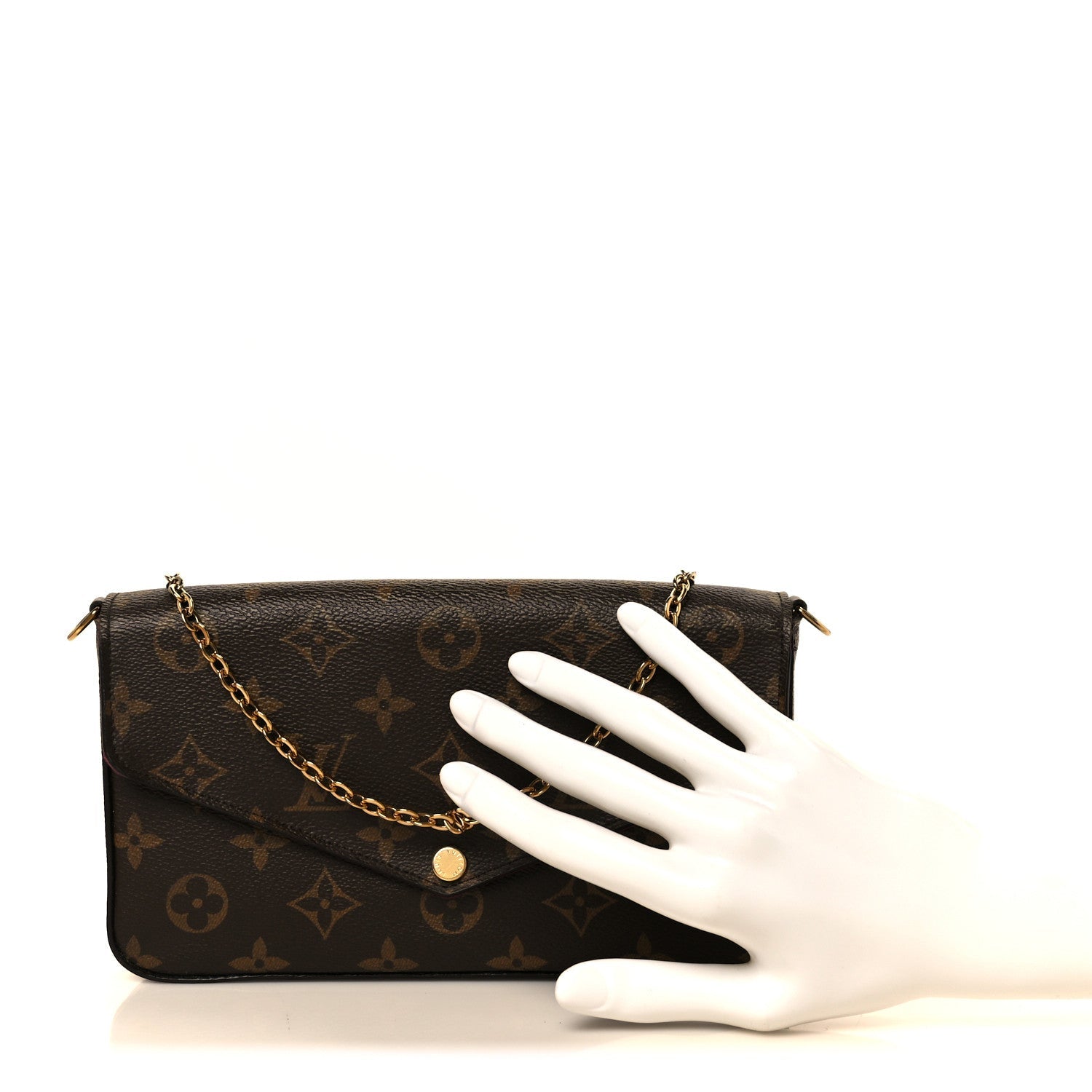 Monogram Pochette Felicie Chain Wallet Fuchsia