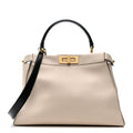 Vitello Seta Snakeskin Monster Eyes Medium Peekaboo Iconic Satchel  Amido Sand Black