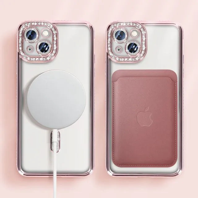 Entronix [Magnetic] Case Compatible with iPhone 15 - [Clear Back] Luxury Diamonds