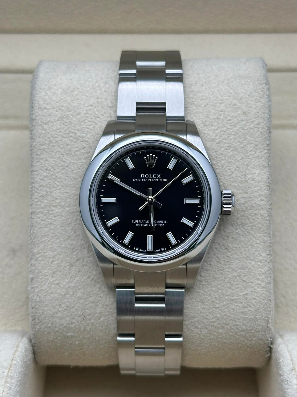 Rolex Oyster Perpetual 28 Watch - Domed Bezel - Black Index Dial - Oyster Bracelet - 276200 bkio