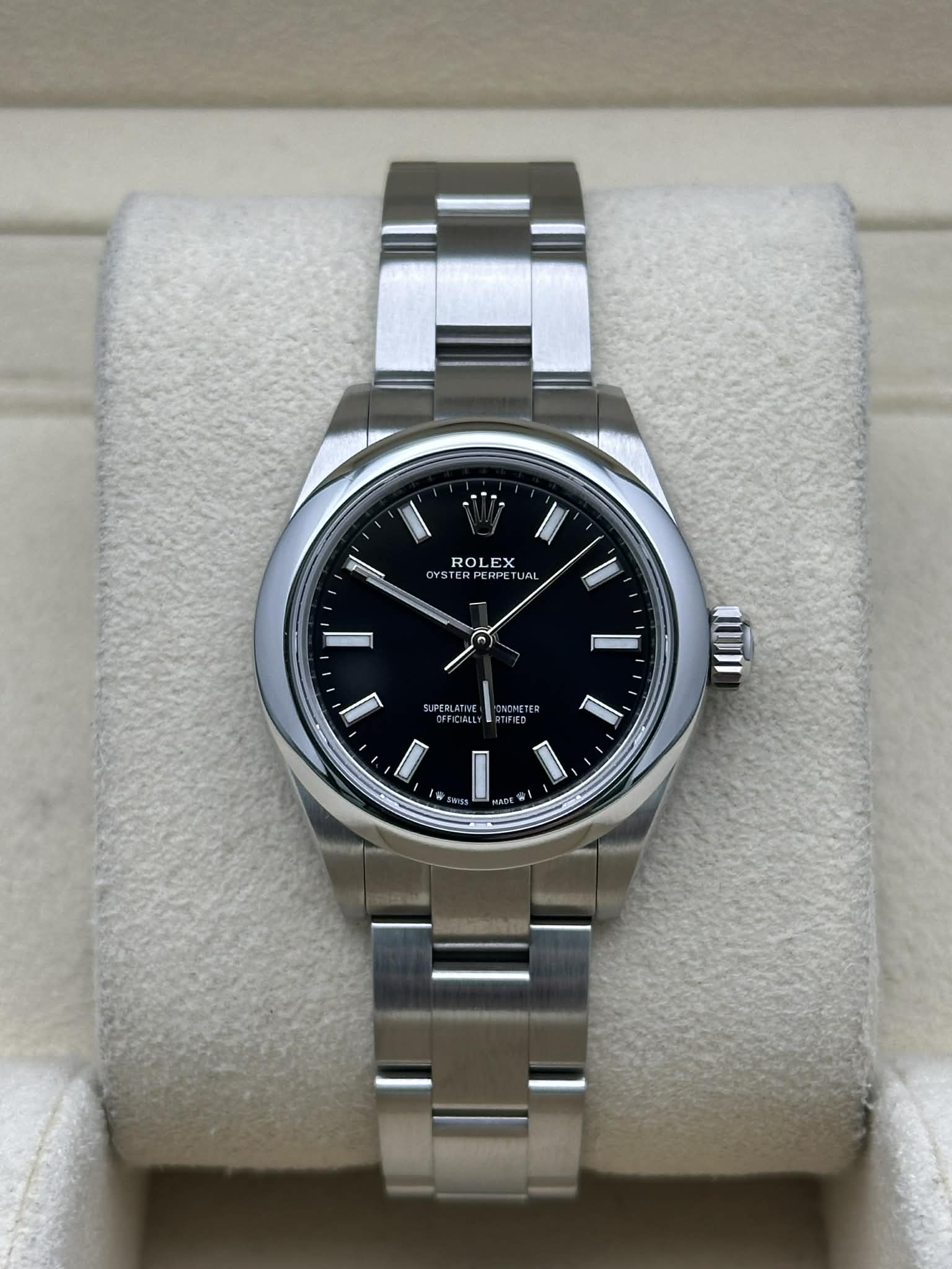 Rolex Oyster Perpetual 28 Watch - Domed Bezel - Black Index Dial - Oyster Bracelet - 276200 bkio