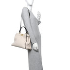 Vitello Seta Snakeskin Monster Eyes Medium Peekaboo Iconic Satchel  Amido Sand Black