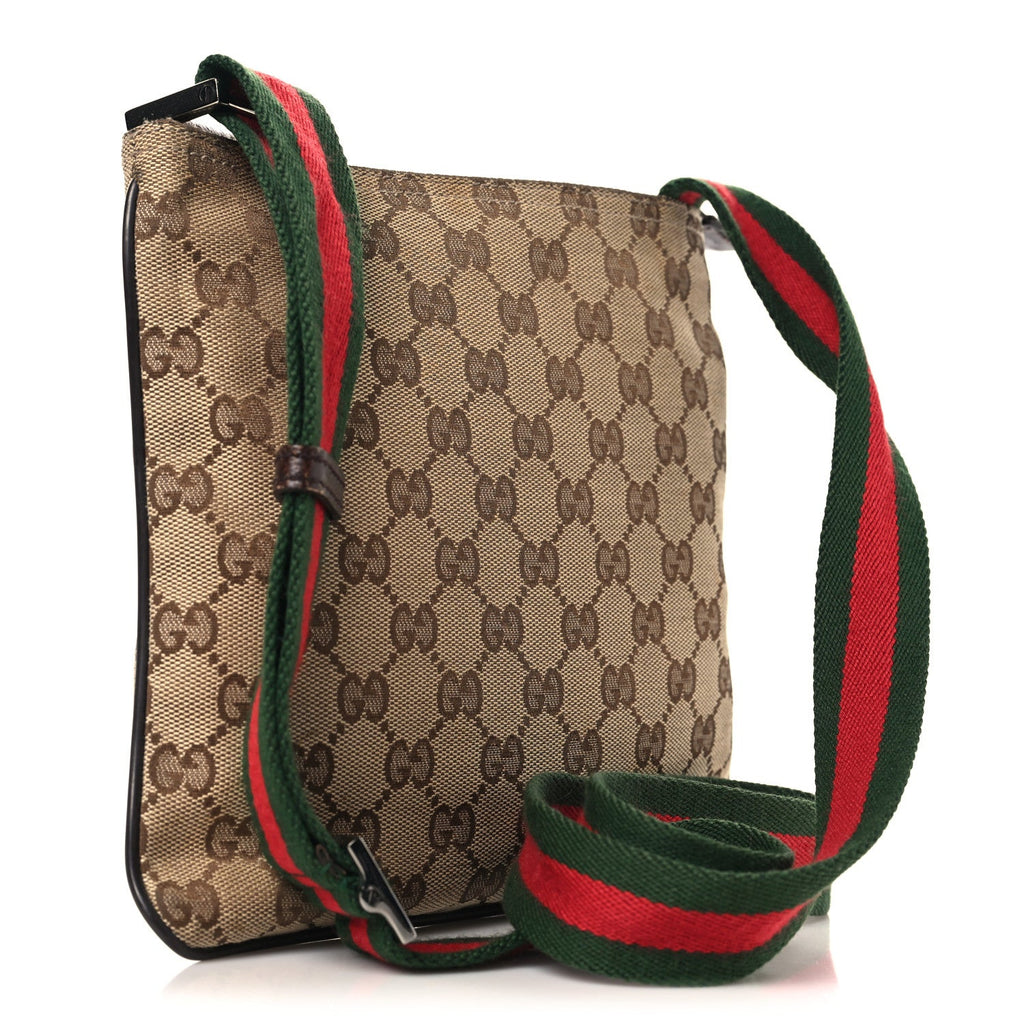 Monogram Web Small Flat Messenger Bag Brown
