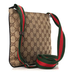 Monogram Web Small Flat Messenger Bag Brown