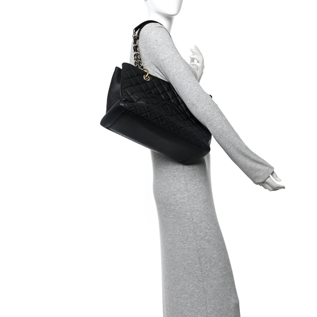 Caviar Quilted Grand Shopping Tote GST Black