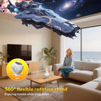 350 ANSI Lumens 4K Portable Android Projector with Native 720P/1080P, WiFi 6, Bluetooth, 50% Zoom, and Electric Focus for Home Theater