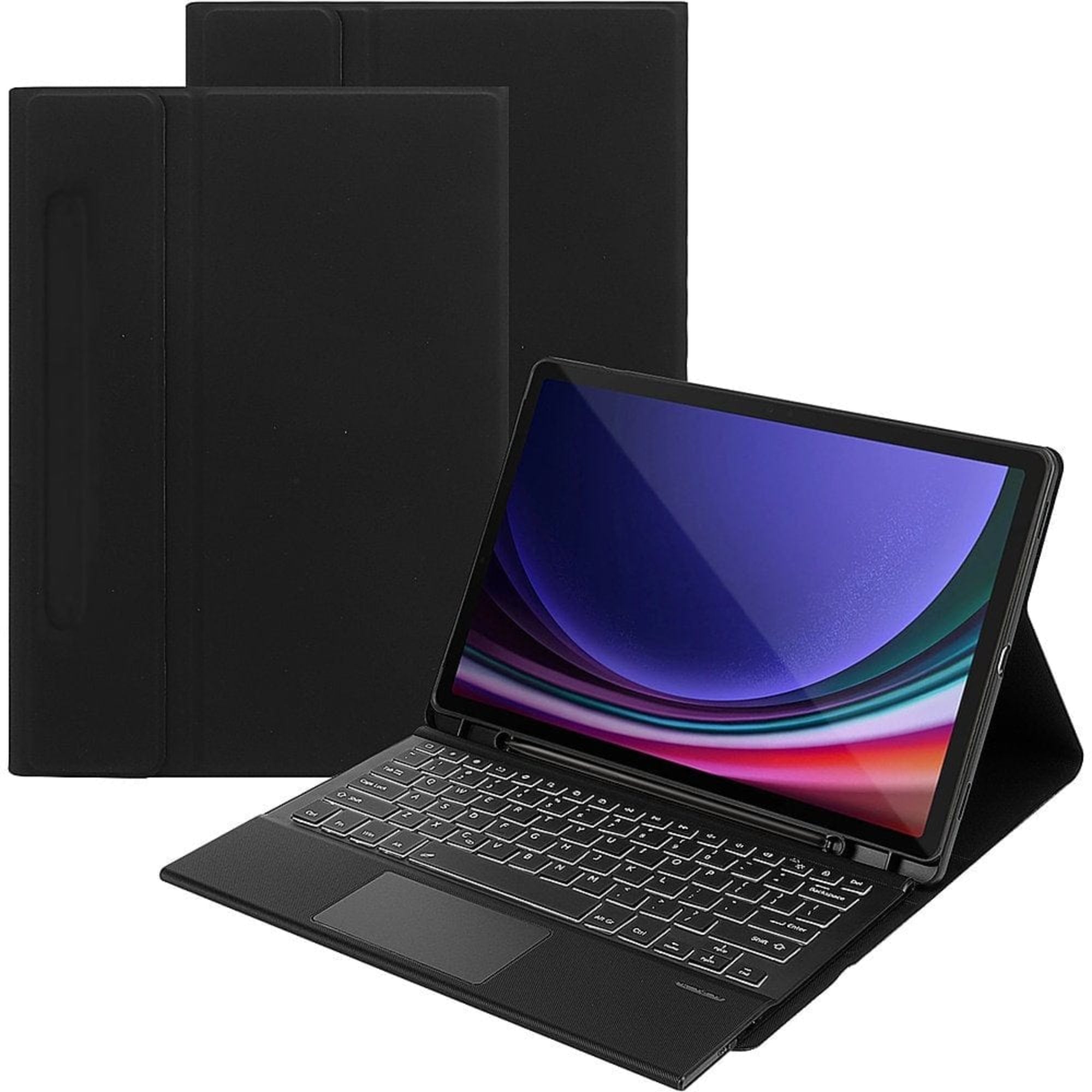 SAHARA - Navigation Series Keyboard Case with TrackPad for Samsung Galaxy Tab S10 FE, Tab S9 and Tab S9 FE - Black