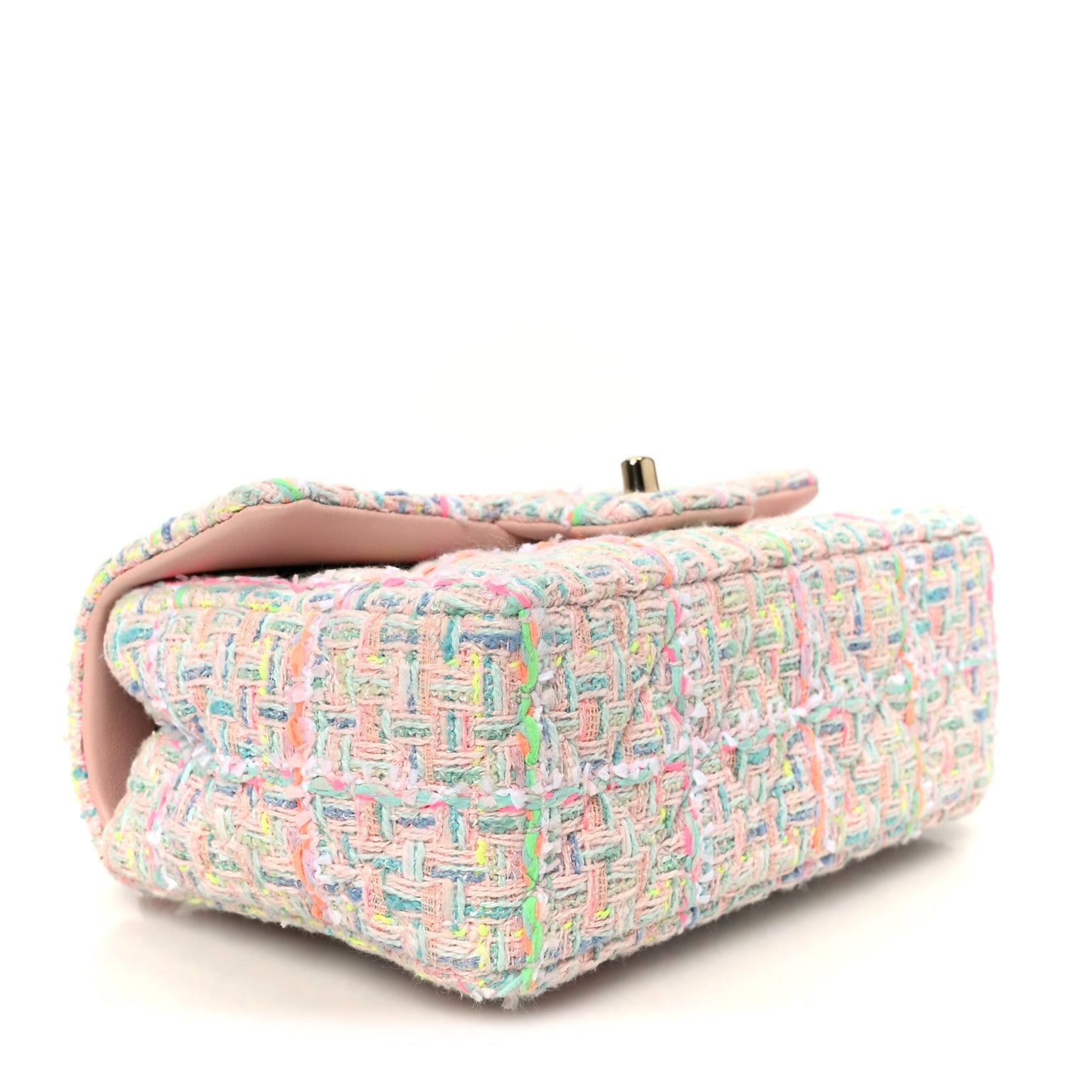 Tweed Quilted Mini Rectangular Flap Pink Green Orange Purple