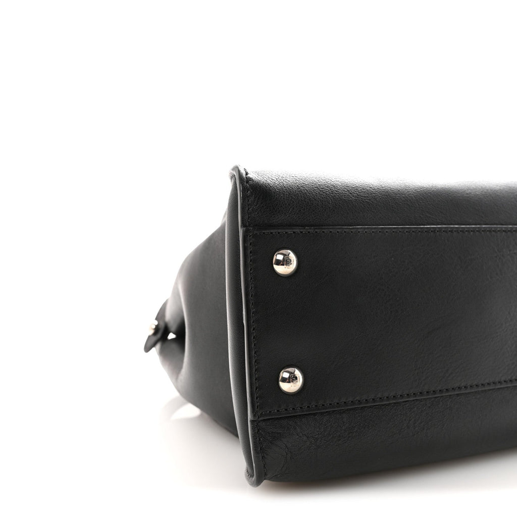 Vitello Dolce Shiny Nappa Plexglass Granite Medium Peekaboo Iconic Satchel Black
