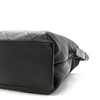 Shiny Lambskin Quilted Maxi Hobo Black
