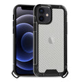 Reiko Shockproof Pc Bumper Case With Carbon Fiber Pattern In Black For Iphone 12 Mini
