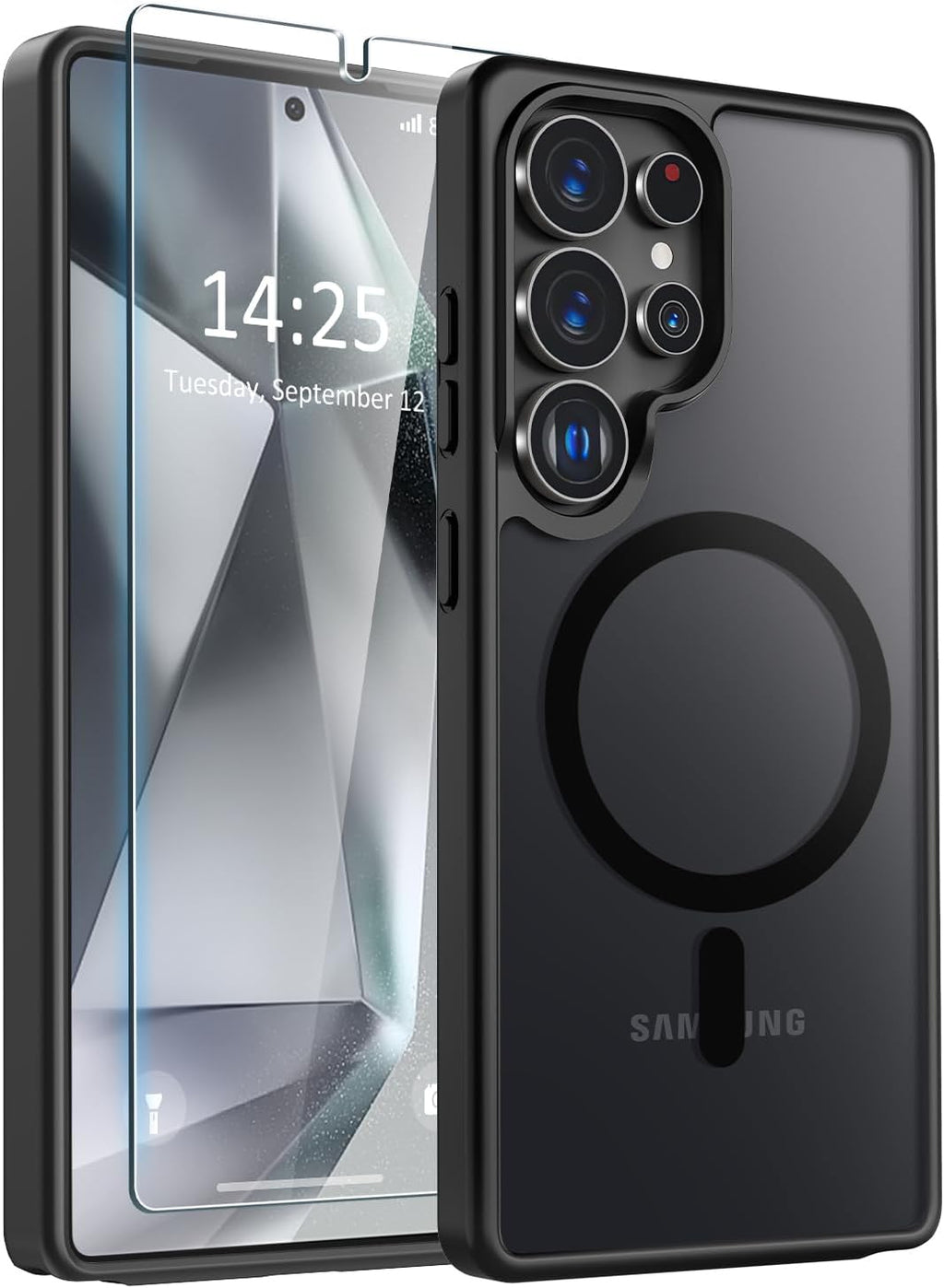Entronix Bundle Compatible with Galaxy S25 Ultra - [Magnetic] Translucent Matte Case & 1 Clear Screen Protector