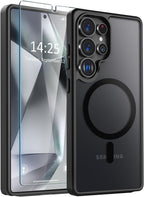 Entronix Bundle Compatible with Galaxy S25 Ultra - [Magnetic] Translucent Matte Case & 1 Clear Screen Protector