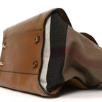 Mega Check Grained Calfskin Medium Harcourt Satchel Saddle Brown