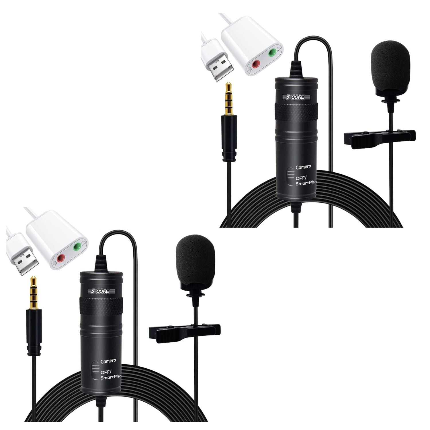 Professional Omnidirectional Lavalier Microphone 3.5mm Clip-On Lapel Mic for Smartphone DSLR Camera PC Interview Video Camcorders Audio Recorder -2 Pieces