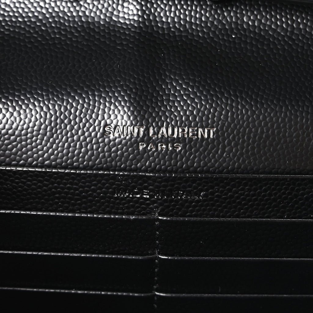 Grain De Poudre Matelasse Chevron Monogram Monochrome Chain Wallet Black