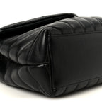 Calfskin Y Quilted Monogram Small Loulou Chain Satchel Black