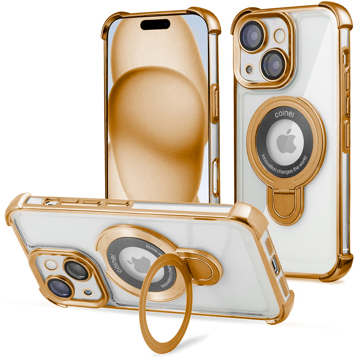 Entronix [Magnetic] Case Compatible with iPhone 14 Plus - [Clear Back] Gloss Gripstand