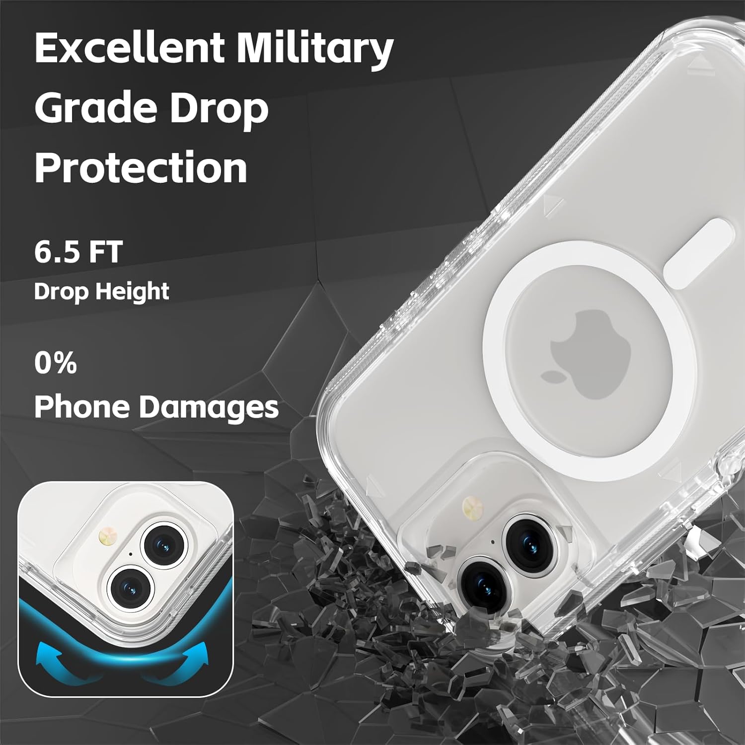 Entronix [Magnetic] Case Compatible with iPhone 16 - [Clear] Triple-Layer Heavy Duty Protection