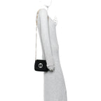 Suede Crystal 1973 Small Chain Shoulder Bag Black