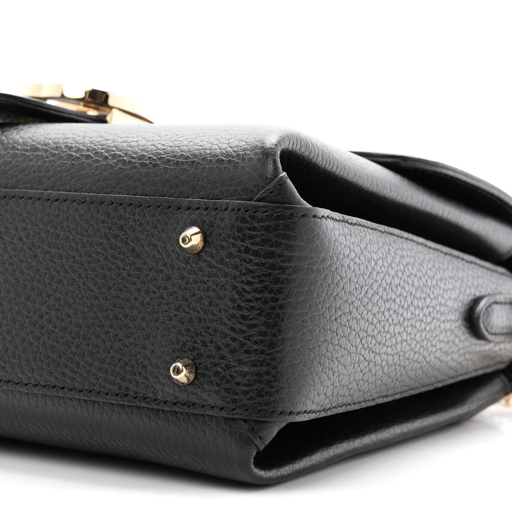 Dollar Calfskin Interlocking G Top Handle Shoulder Bag Black