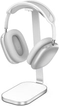 Headphone Stand for AirPods Max, Headset Holder with Aluminum Supporting Rod, Heavy Base Desk Stand Headphones Support Accessory for All Headphones - Silver White