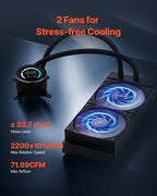 CPU Liquid Cooler, AIO CPU Water Cooler - 120mm PWN Fans, Pump, 1.8'' Display, Max. 2200RPM CPU Cooling Fan, Efficient Black PC Water Cooler for Intel 115X/1366/2011/1700/1200, AMD AM4/AM5